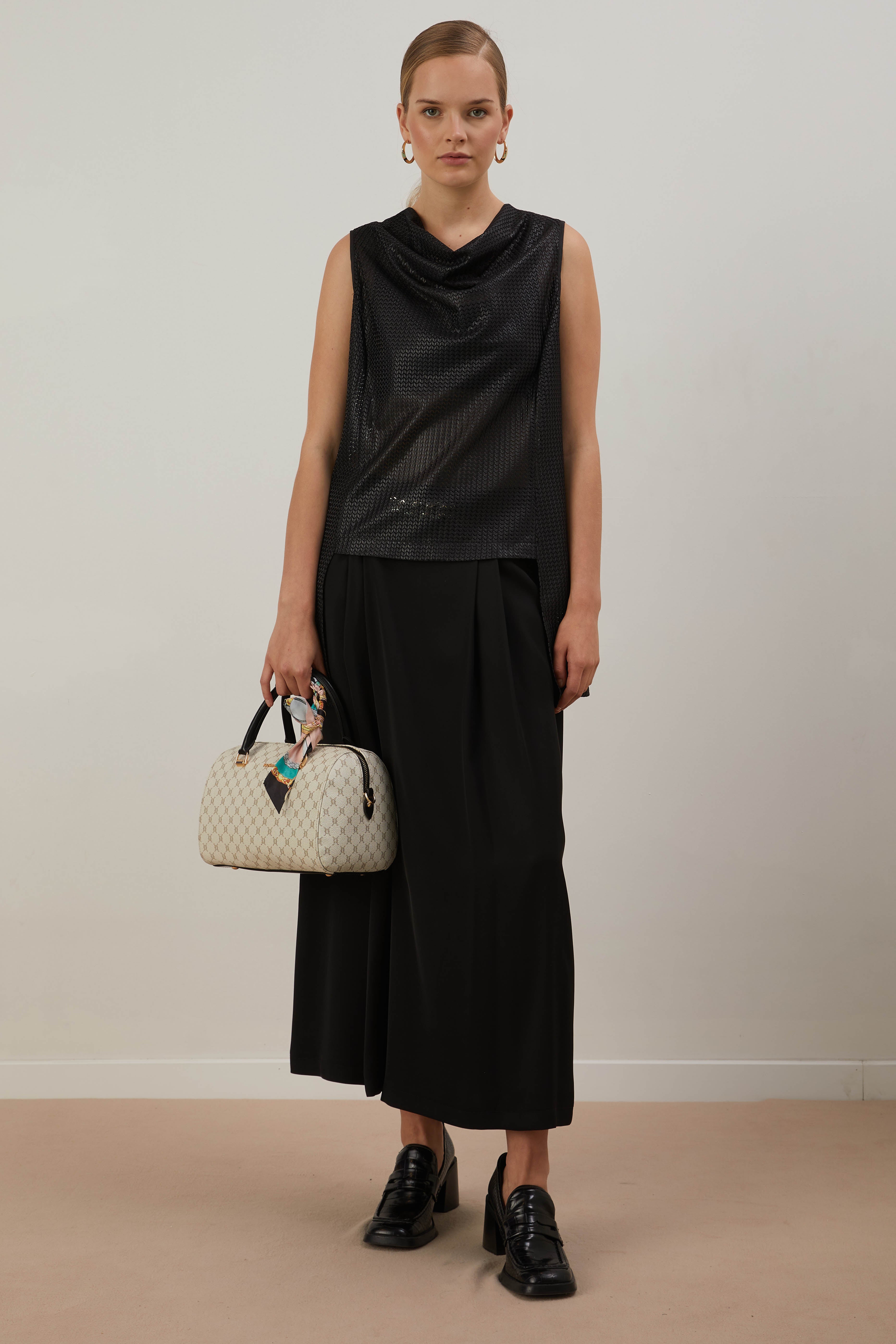 A406144 Aguaje Pantolon Etekli File Bluzlu İkili Takım