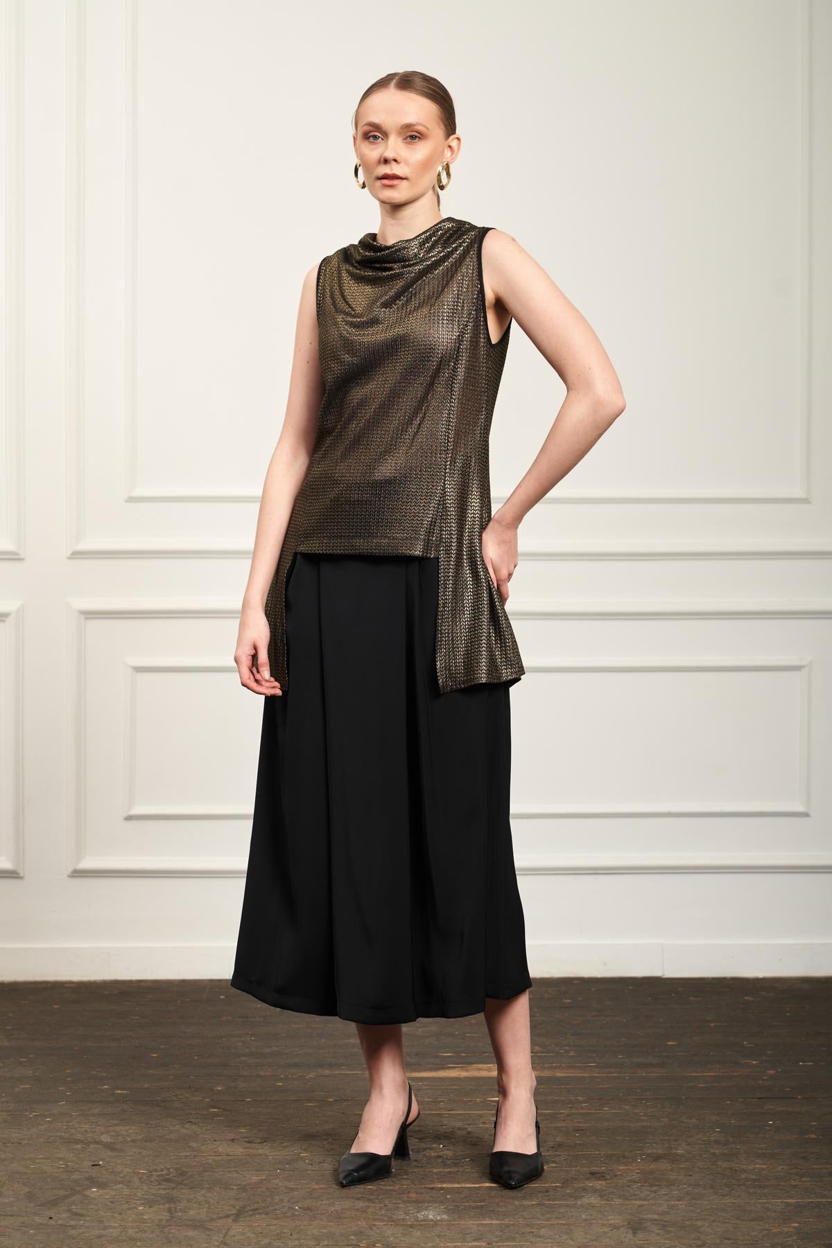 A406144 Aguaje Pantolon Etekli File Bluzlu İkili Takım