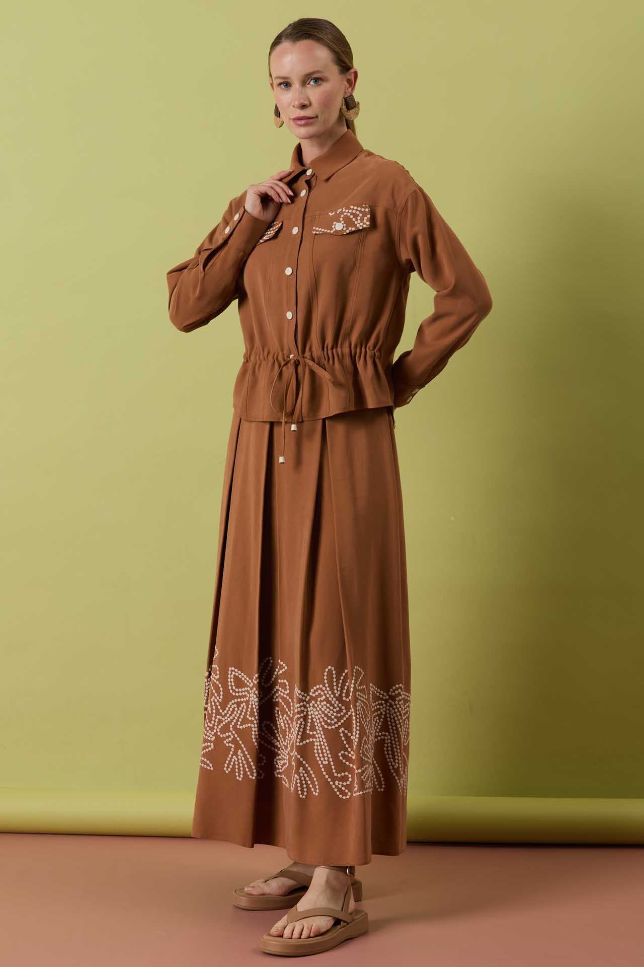 A41055 Aguaje Eteği Baskı Detaylı Takım