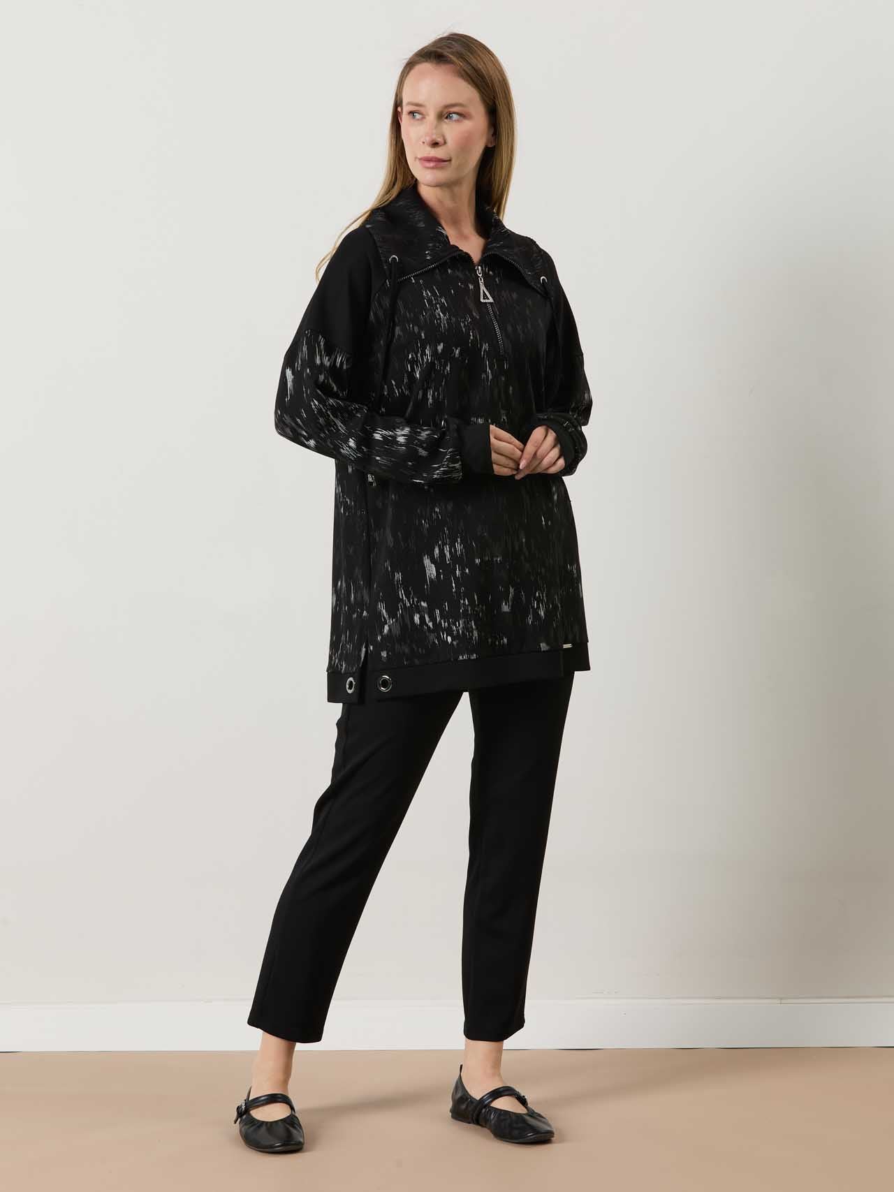 A41265 Aguaje Kuşgözü Detaylı Pantolonlu Takım