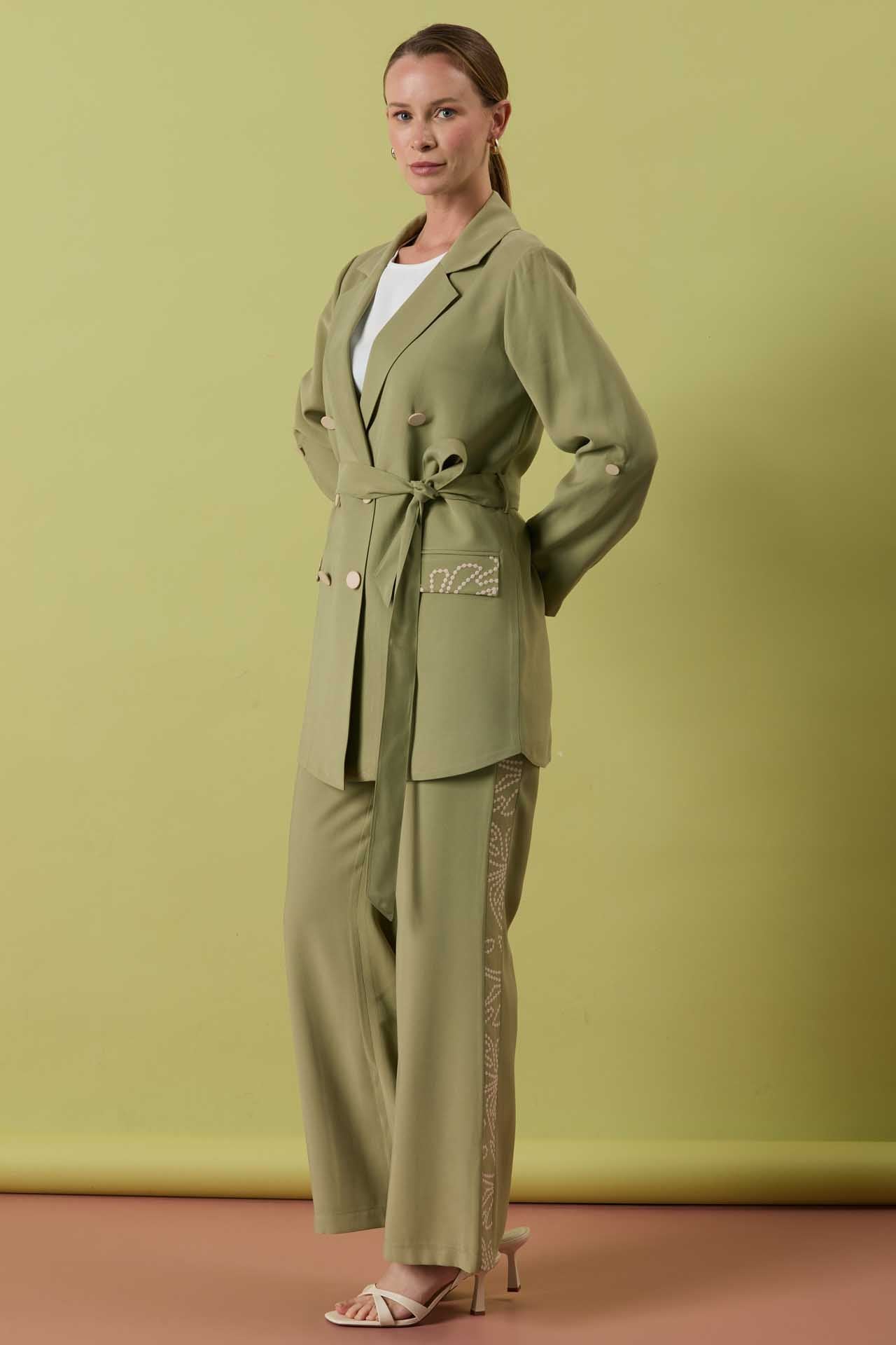 A41375 Aguaje Baskı Detaylı İkili Takım