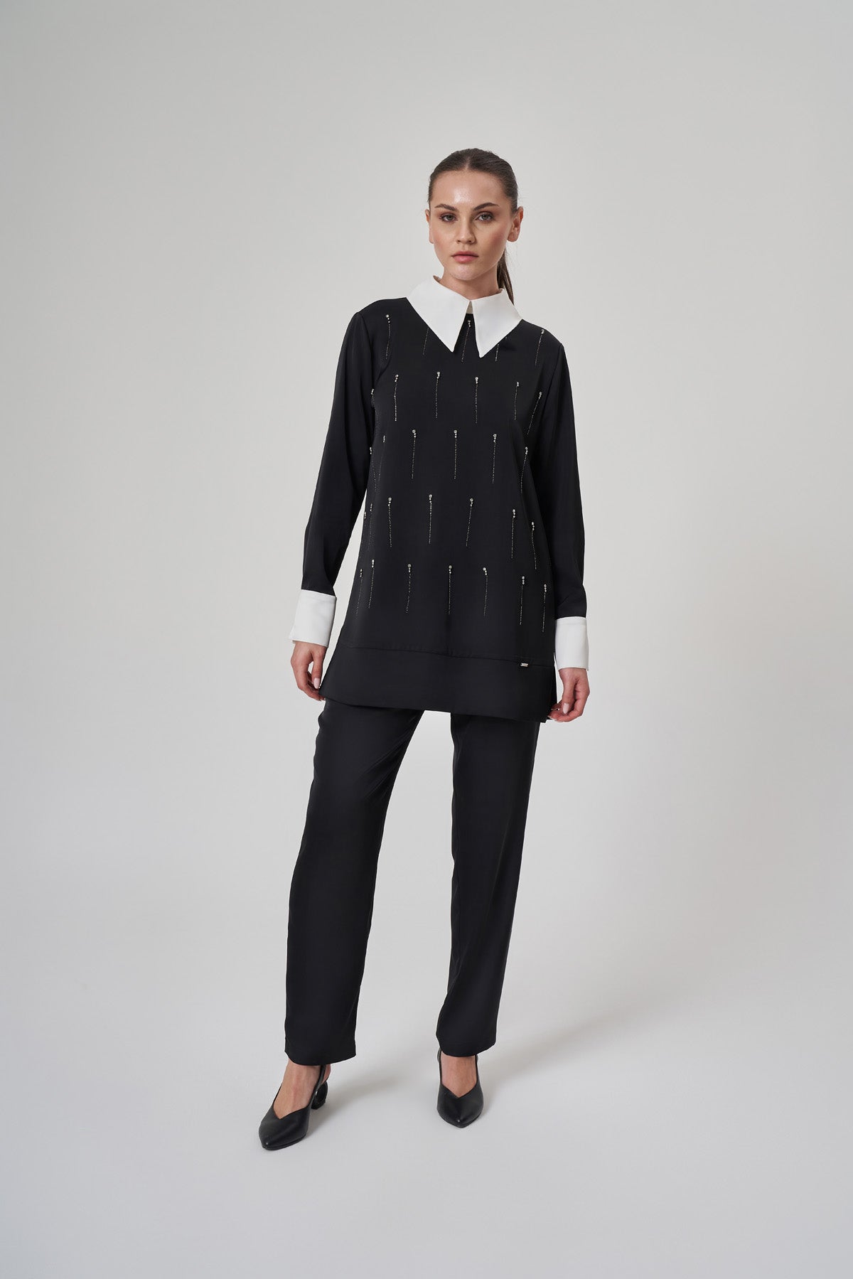 A70385 Aguaje Taş Detaylı İkili Takım