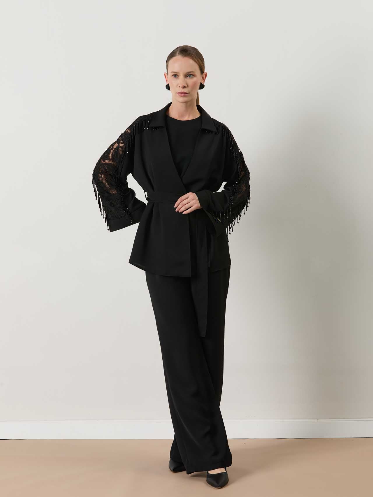 A70395 Aguaje Dantel Detaylı Takım