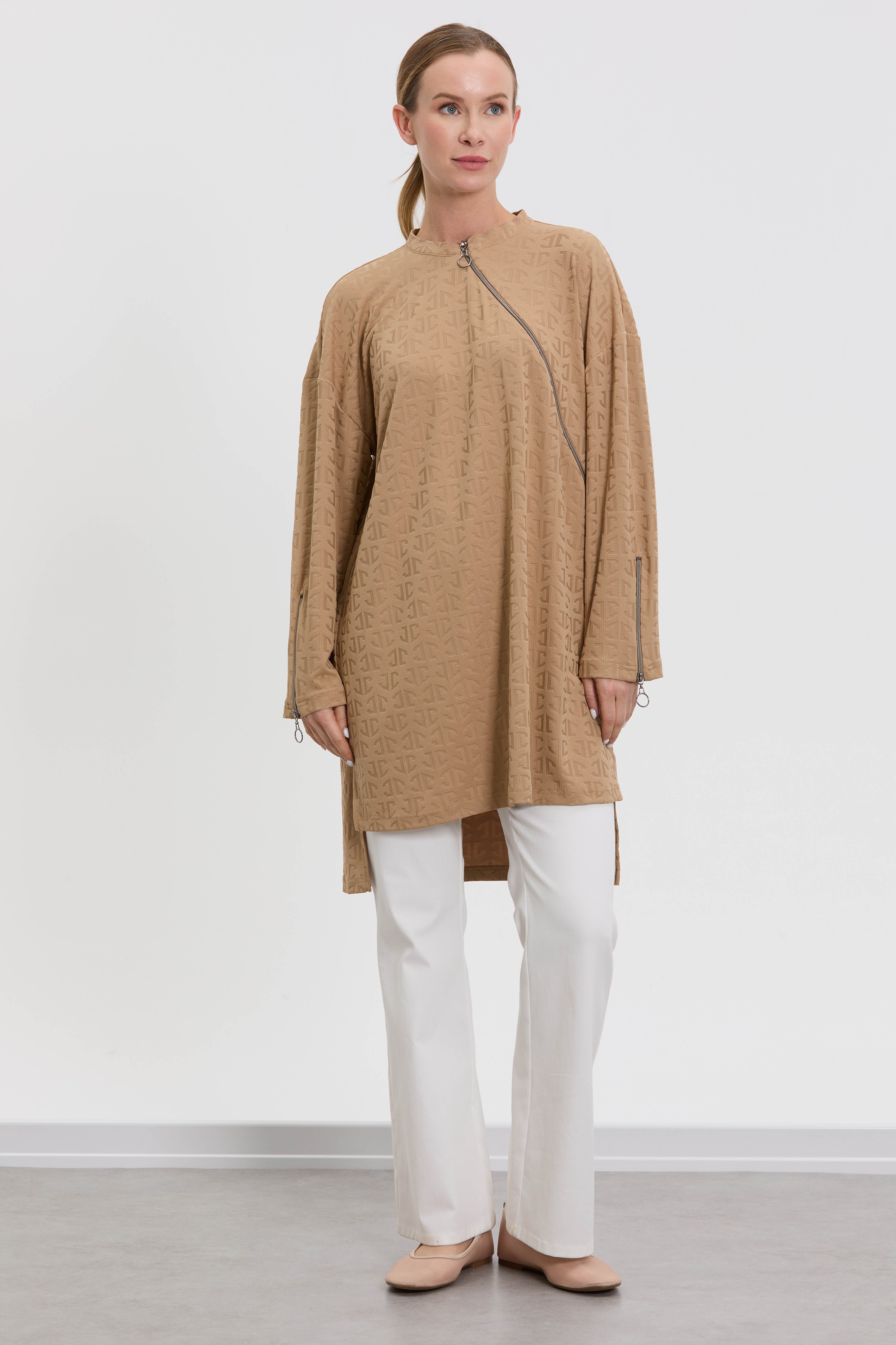 M10014 Melidia Fermuar Detaylı Tunik