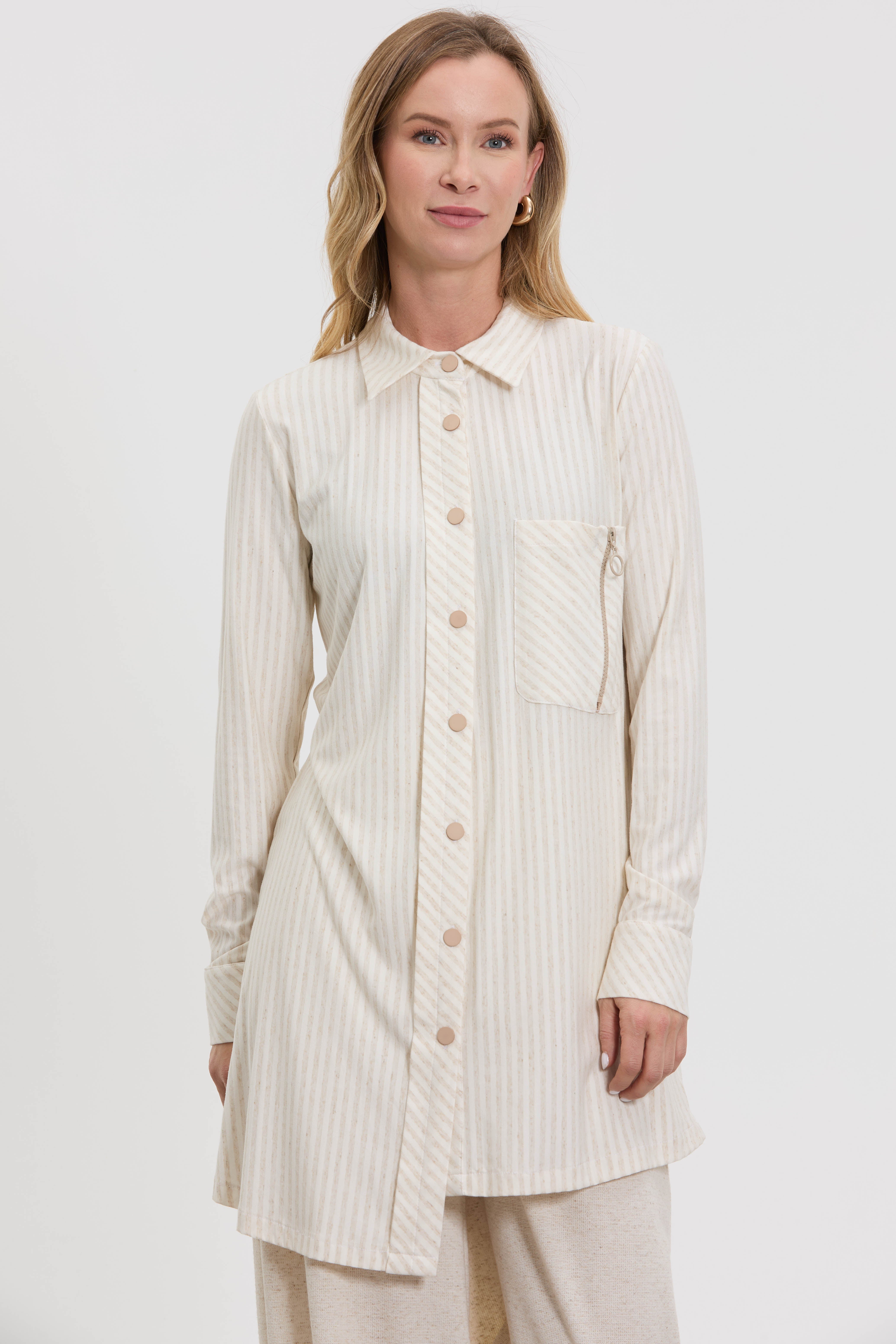 M10634 Melidia Fermuar Detaylı Tunik