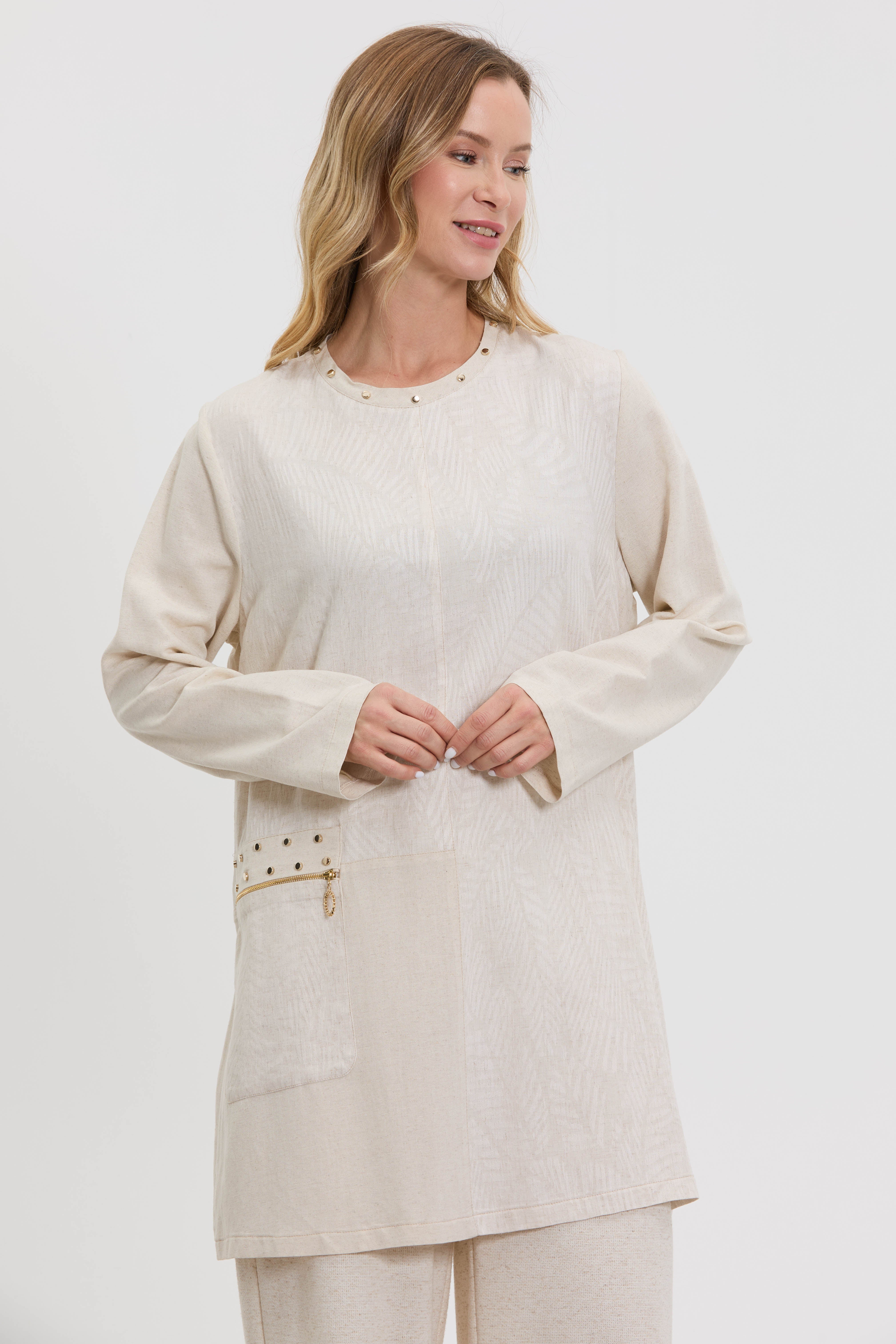 M10664 Melidia Cep Detaylı Tunik