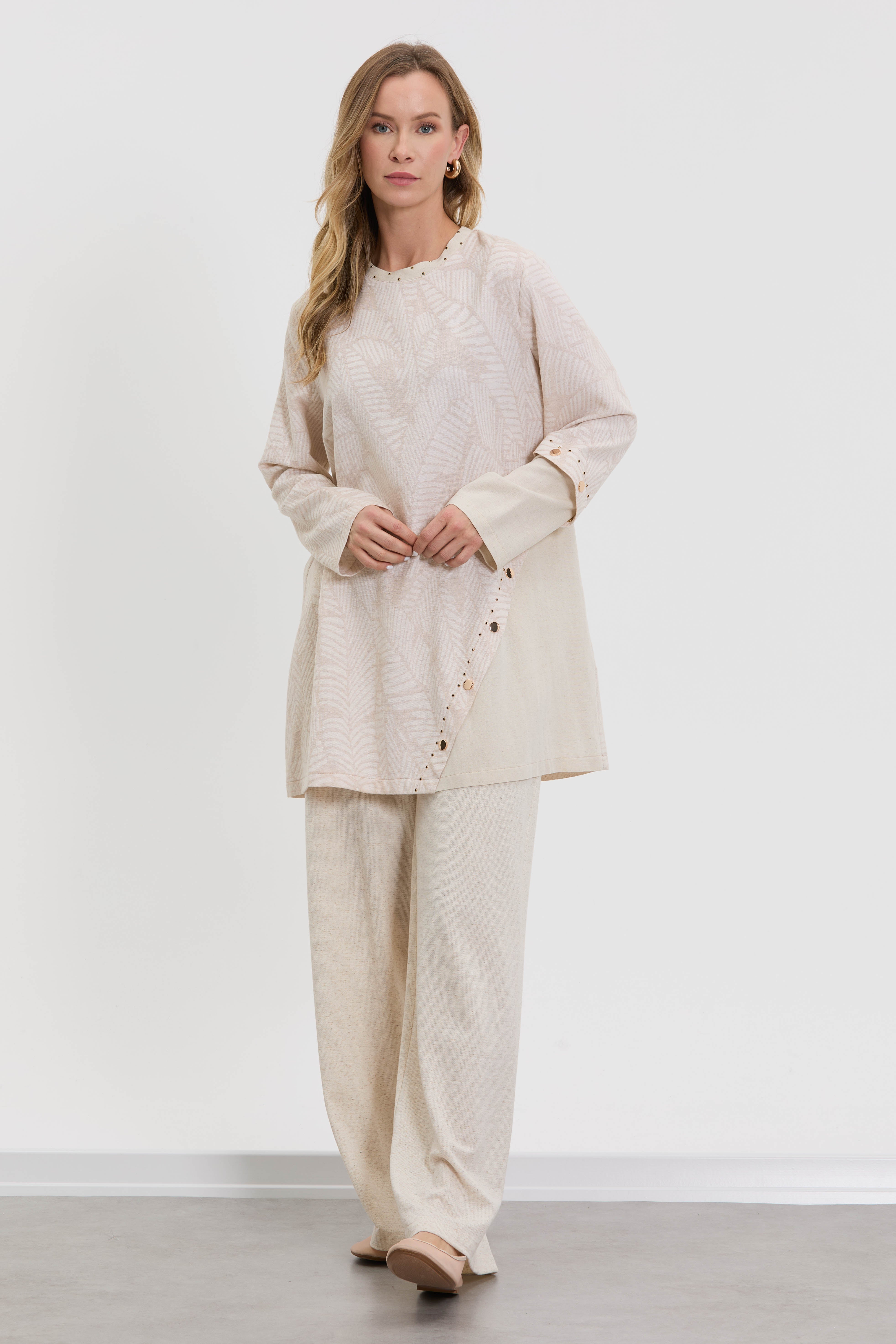 M10684 Melidia Çıtçıt Detaylı Tunik