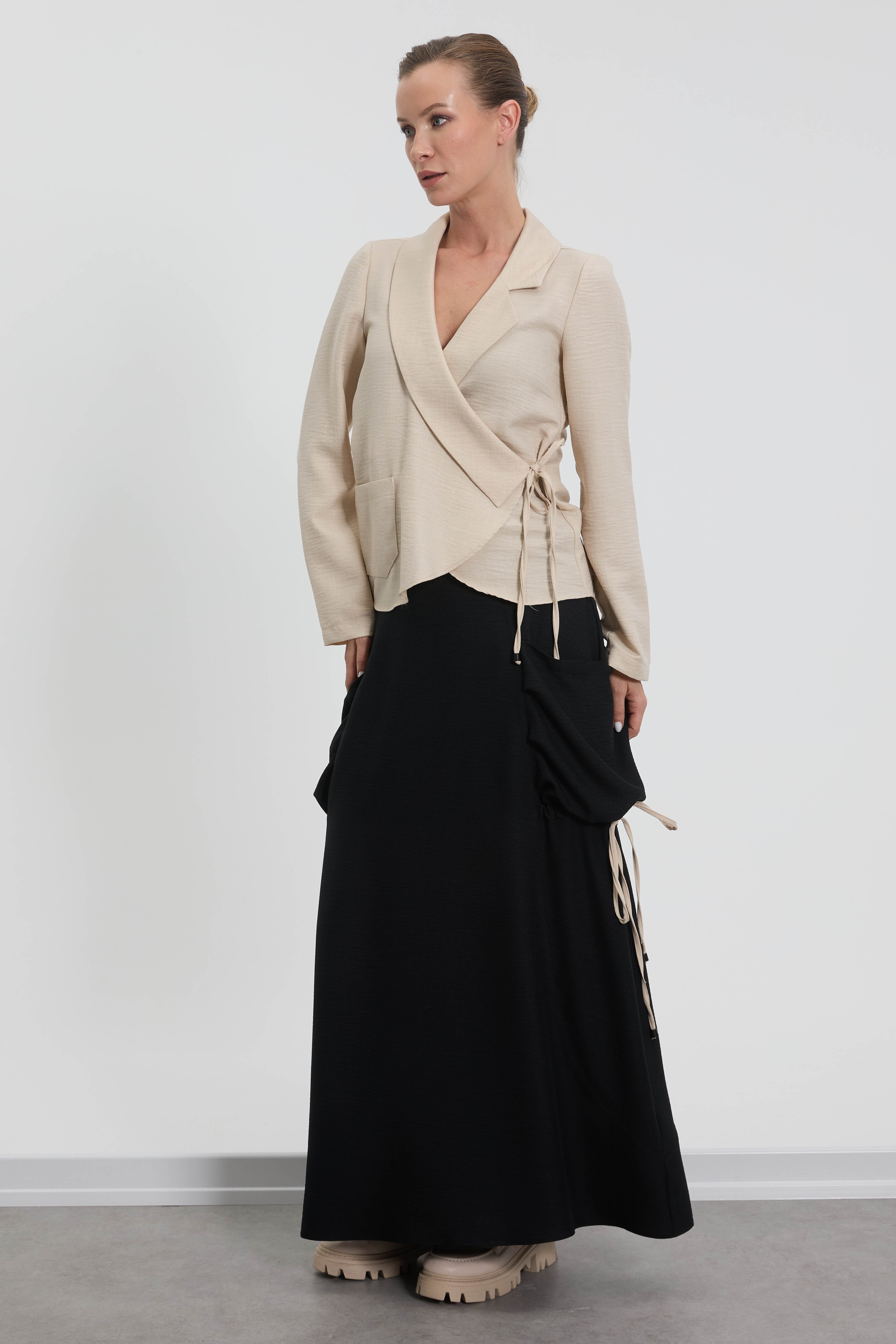 M40474 Melidia Bağlamalı Ceket Takım