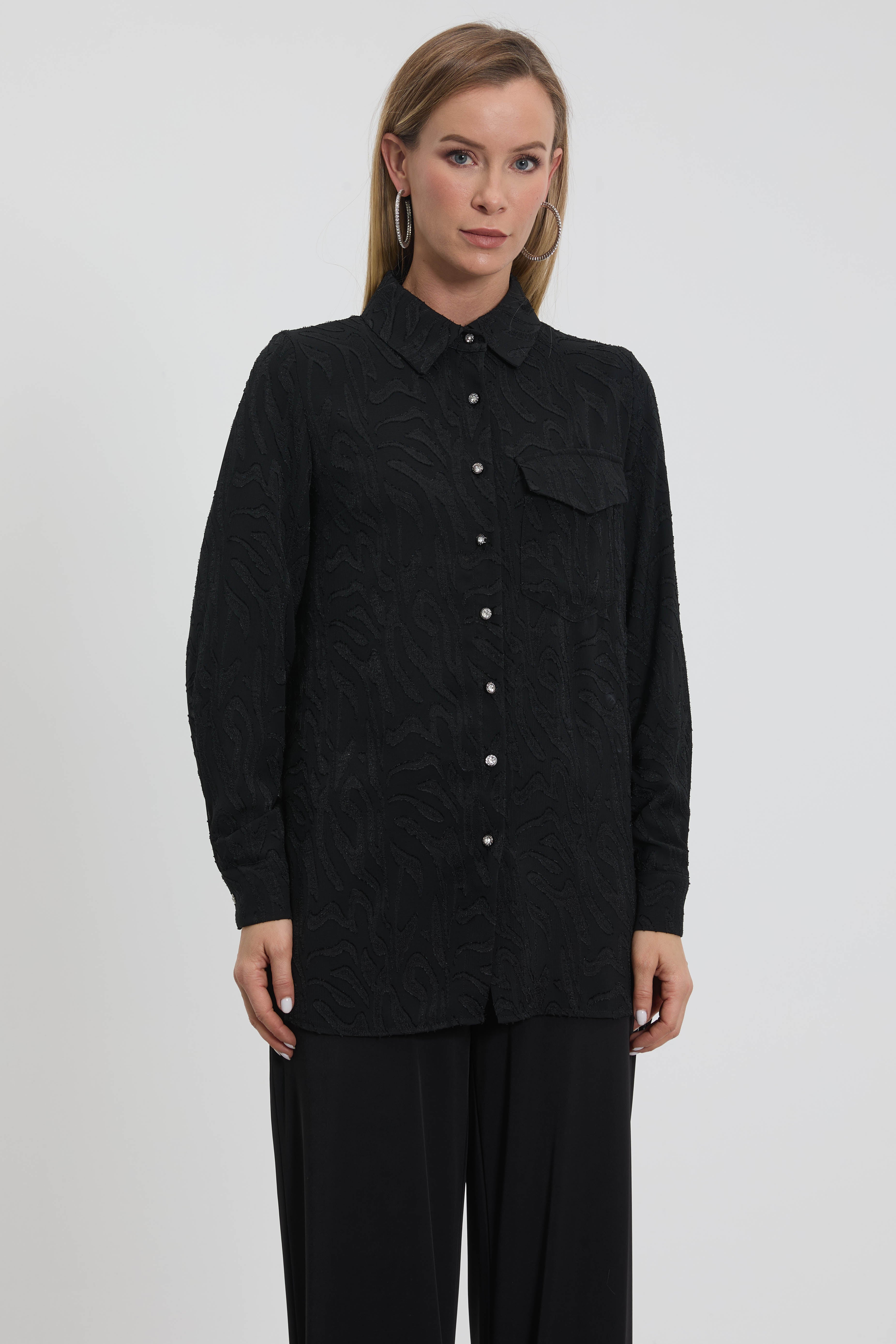 M70814 Melidia Kesme Şifon Gömlekli Takım