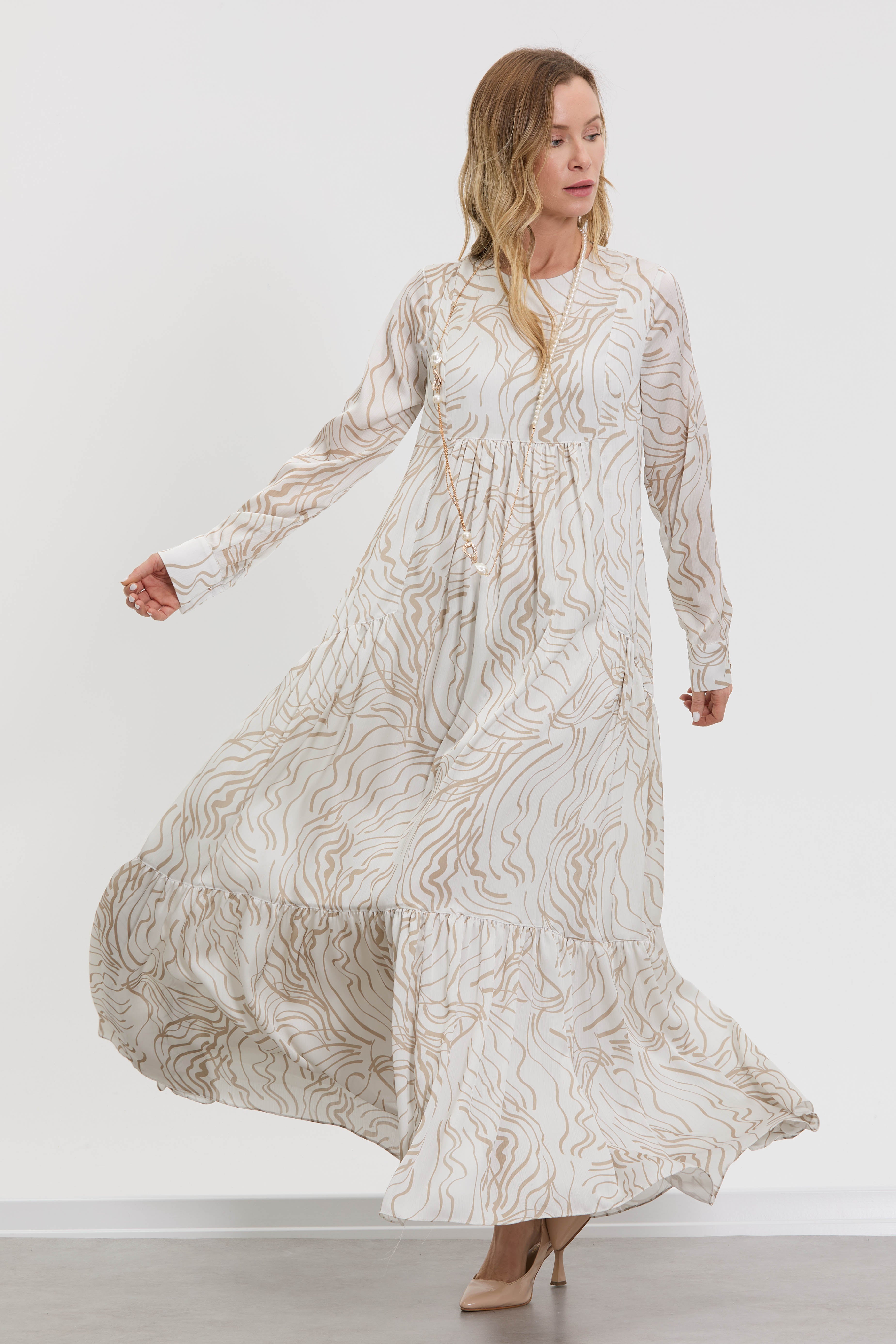 M70884 Melidia Kolyeli Desenli Elbise