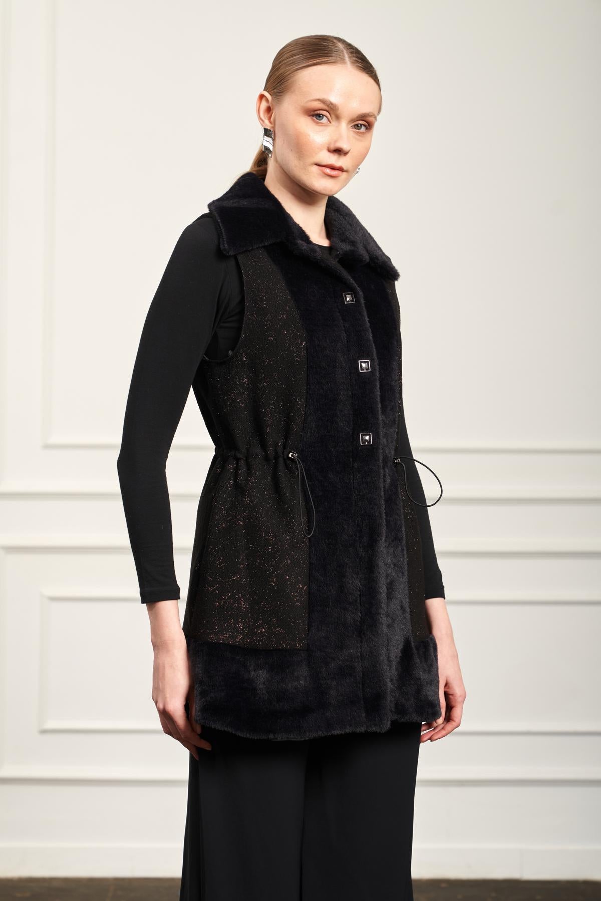 A200344 Aguaje Kürk Detaylı Yelek