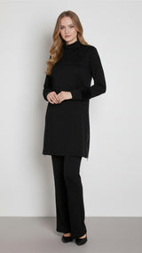 A405455 Aguaje Kolu Kürklü Nervürlü Pantolonlu Takım