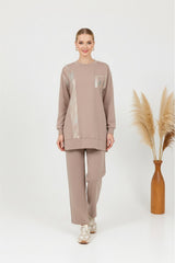 A419455 Aguaje Bisiklet Yaka Garnili Takım