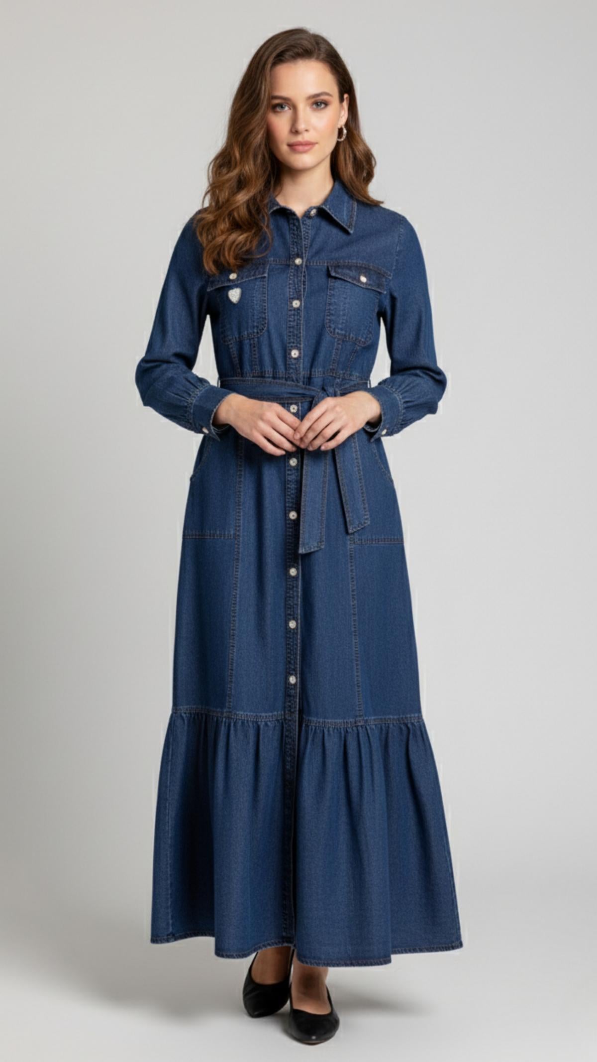 M50124 Melidia Tencel Düğme Detaylı Elbise